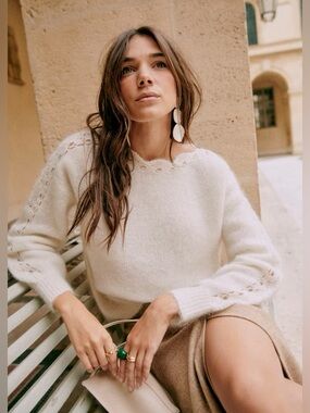 Sézane Stacy Jumper Size XXS in Ecru